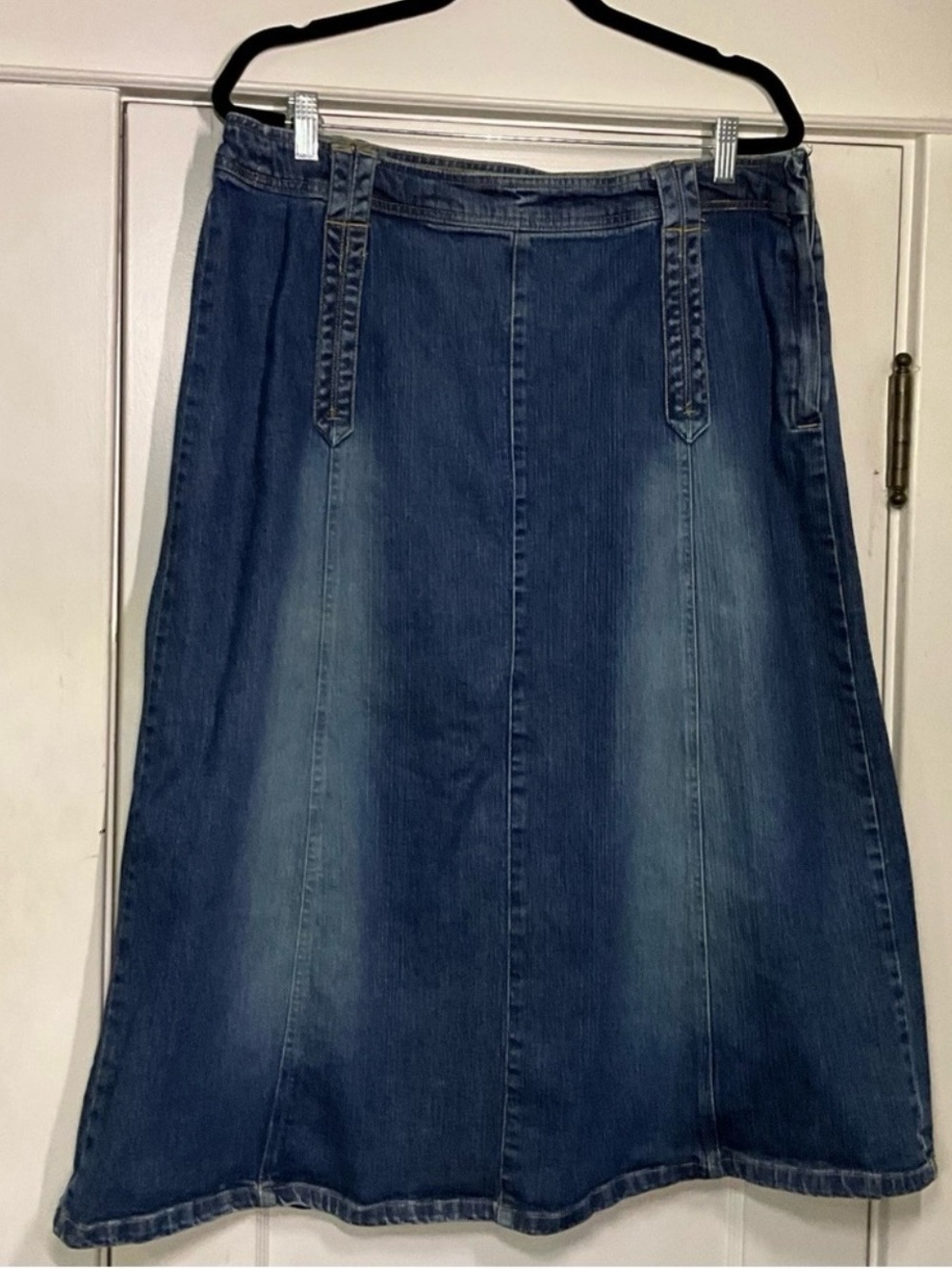 Faded Glory Y2K Dark Blue Denim Skirt with side zipper Size 16